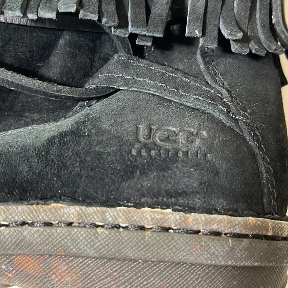 Ugg Gaviota Lace Up Fringe Booties Black 5749 Size 8 - Picture 8 of 12